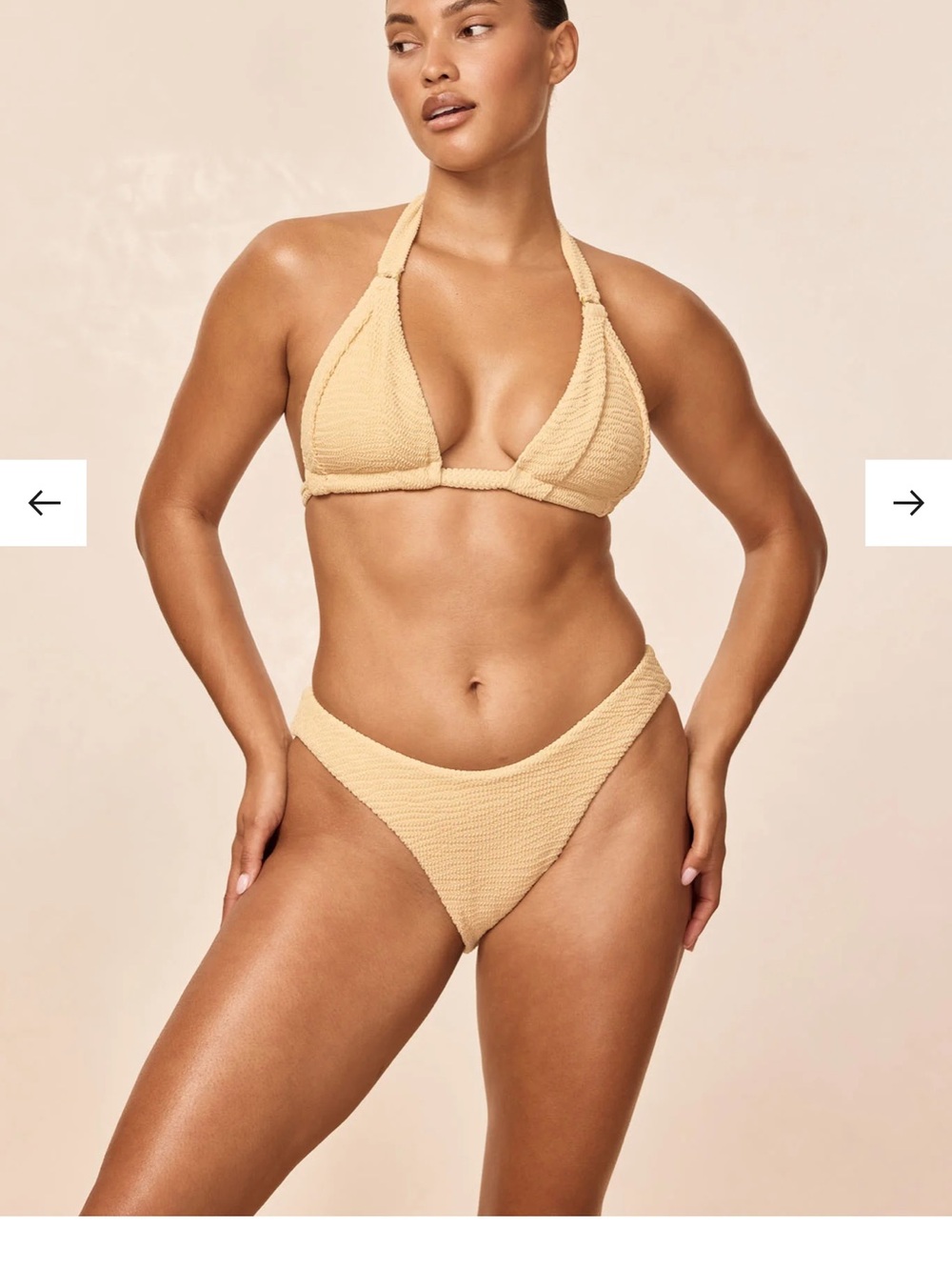 Monday Swimwear ribbed Halter Triangle Bikini Set - Cream